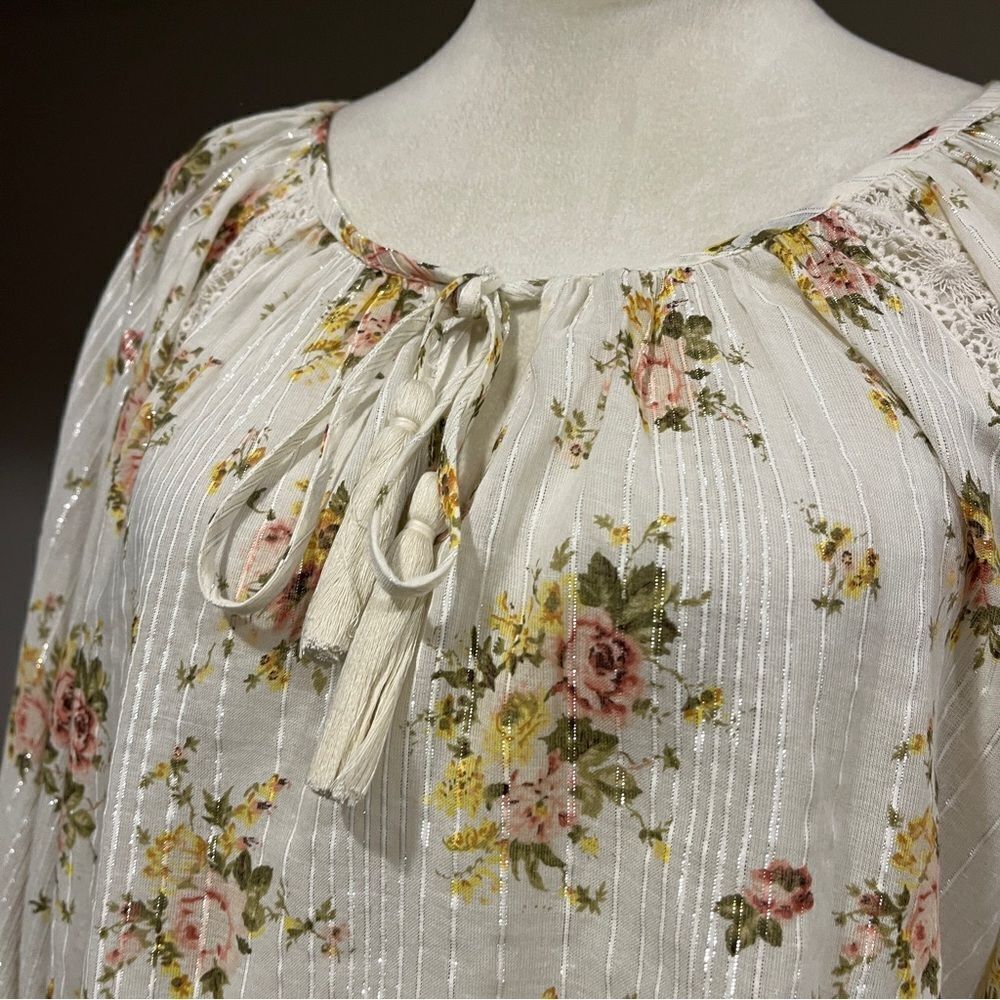 Lovestitch floral long sleeve oversized‎ blouse size M Medium - Picture 2 of 15